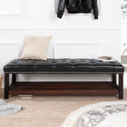 Bedroom End Of Bed Bench Tufted Upholstered End Of Bed Bench End Of Bed Entrance Shoe Bench With Nailhead Trim And Shelf Bedroom Upholstered Bench Living Room Shoe Rack Footstool