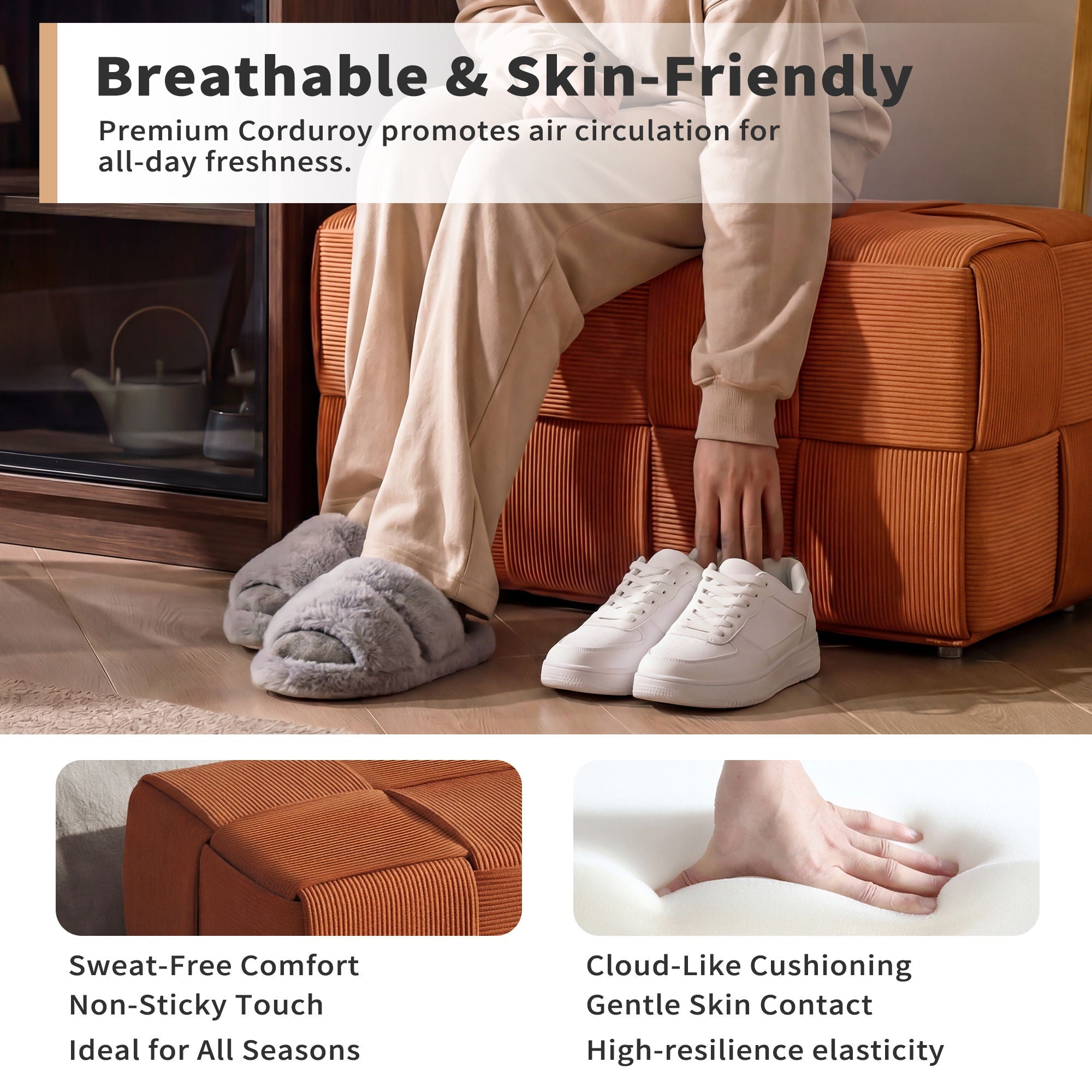 Modern Ottoman Foot Rest With Woven Design