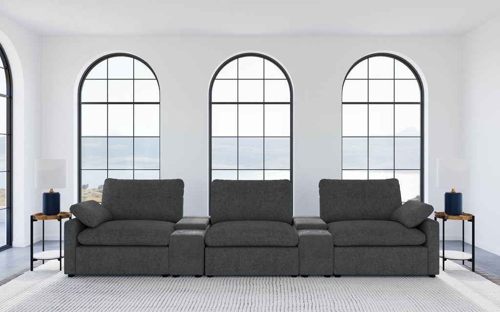 Collins 5-Piece Power Reclining Home Theater Seating Dark Grey