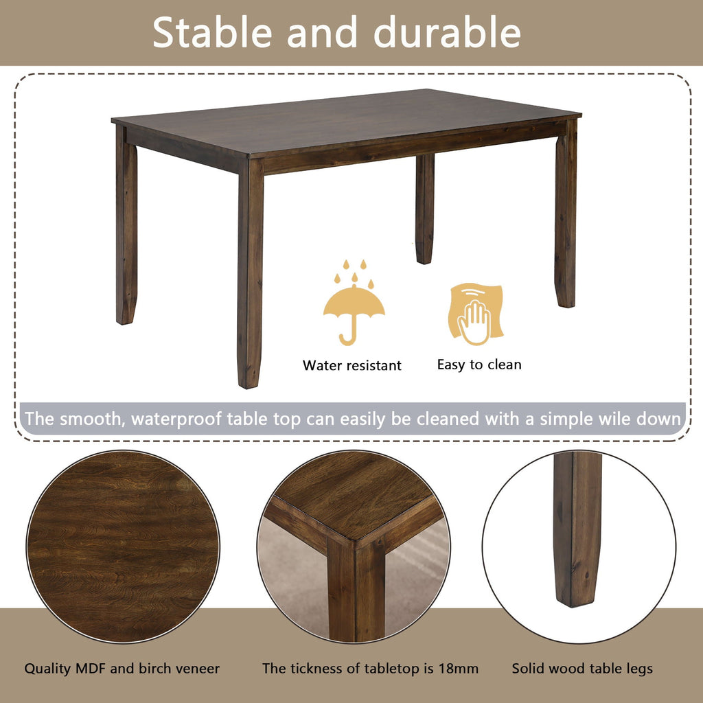 Kitchen Dining Set, Rectangular Dining Table With Upholstered Chairs