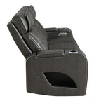 Taddeo - Power Motion Sofa With Power Headrest, USB, Wireless Charger, LED & Reading Light - Dark Gray