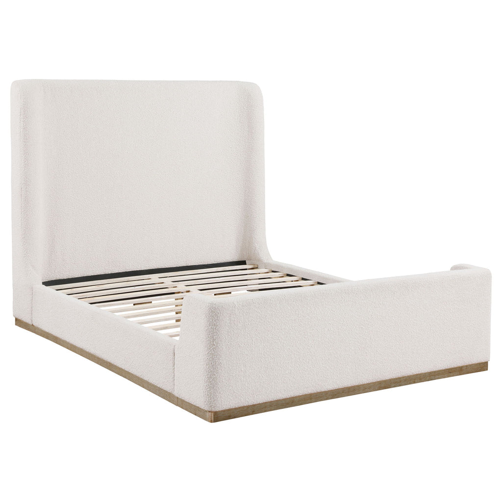 Nala Queen Bouclé Upholstered Platform Bed Cream