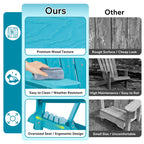 Outdoor Folding Adirondack Chair Patio With Natural Grain Texture - Turquoise Blue