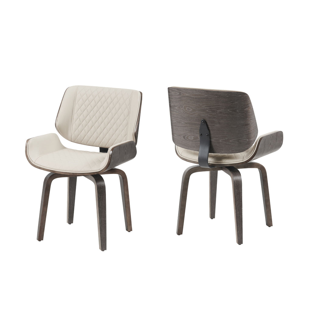 Dining Chair 360° Swivel, Ergonomic Design Upholstery, Bentwood Frame, (Set of 2) - Beige