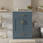 Modern Bathroom Vanity With Integrated Ceramic Sink, 2 Door Cabinet With Tip-Out Drawer