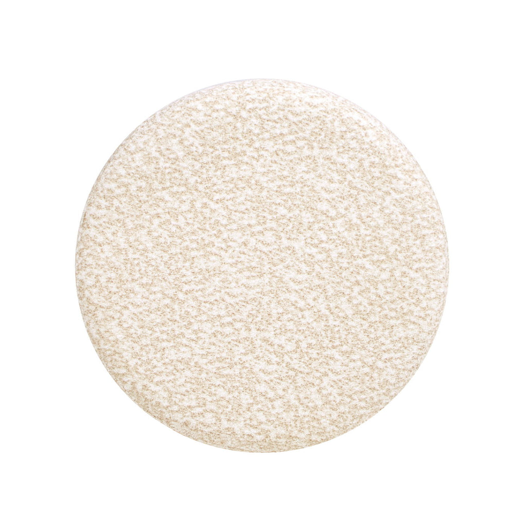 Hampton - Round Upholstered Ottoman With Scalloped Base - Speckled Egg Beige