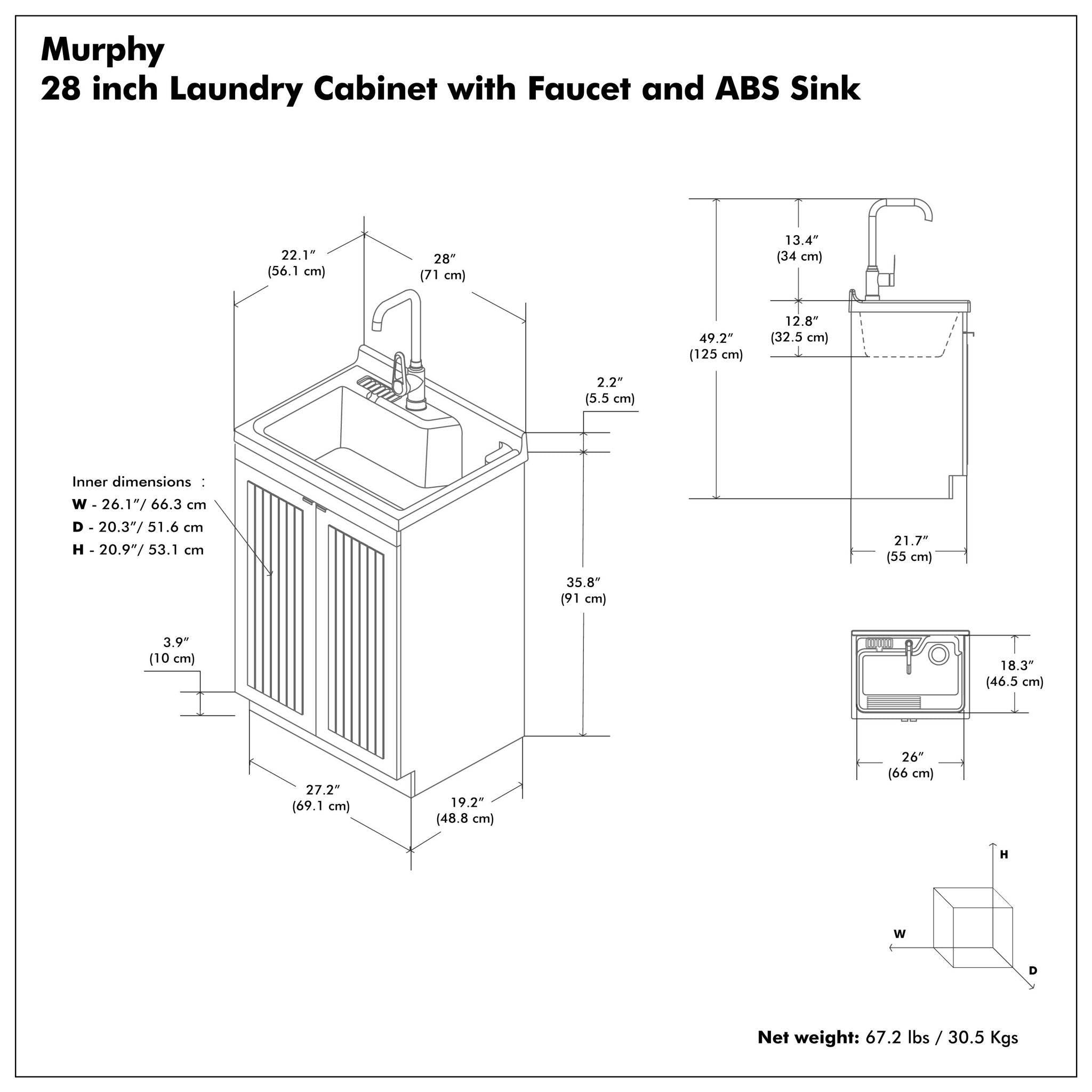 Murphy - Laundry Cabinet & Faucet And Stainless Steel Sink