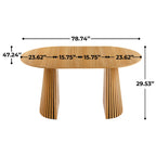 Extendable Pedestal Multifunctional Dining Table - Oak