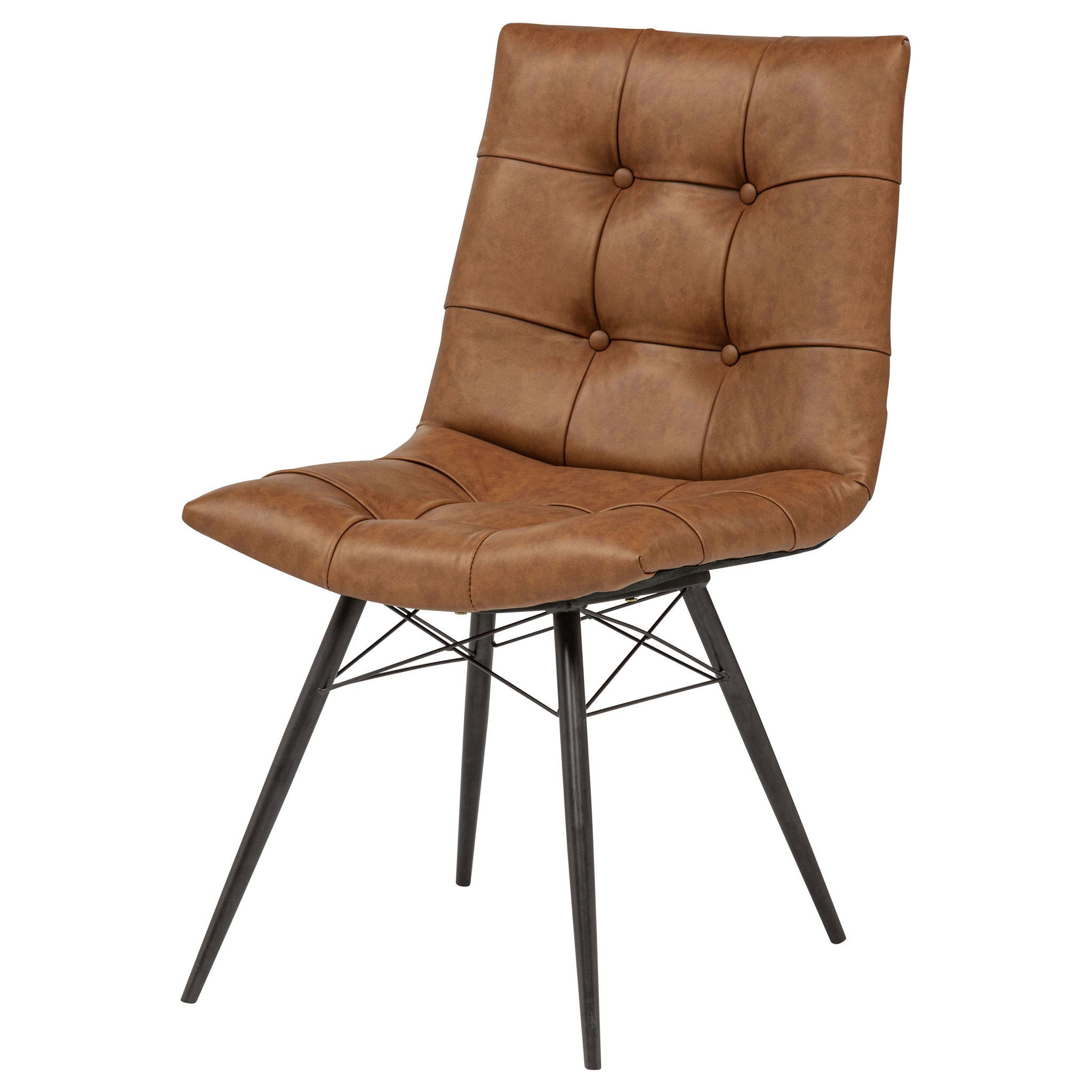 Aiken Faux Leather Upholstered Dining Side Chair Saddle Brown (Set of 4)