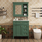 Bathroom Vanity With Top Sink, 2 Doors And 3 Drawers, Freestanding Set With Mirror Cabinet
