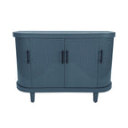Curved Sideboard Wooden Console Table With 4 Doors And Adjustable Shelves For Living Room - Blue