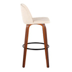 Toriano - Mid Century Modern Fixed Height Barstool Swivel And Round Footrest (Set of 2)