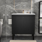 Bathroom Vanity With Ceramic Sink, Floor-Standing Design, Soft-Closing Drawers