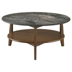 Bradley Round SmartTop Cocktail Coffee Table Smokey Grey and Brown