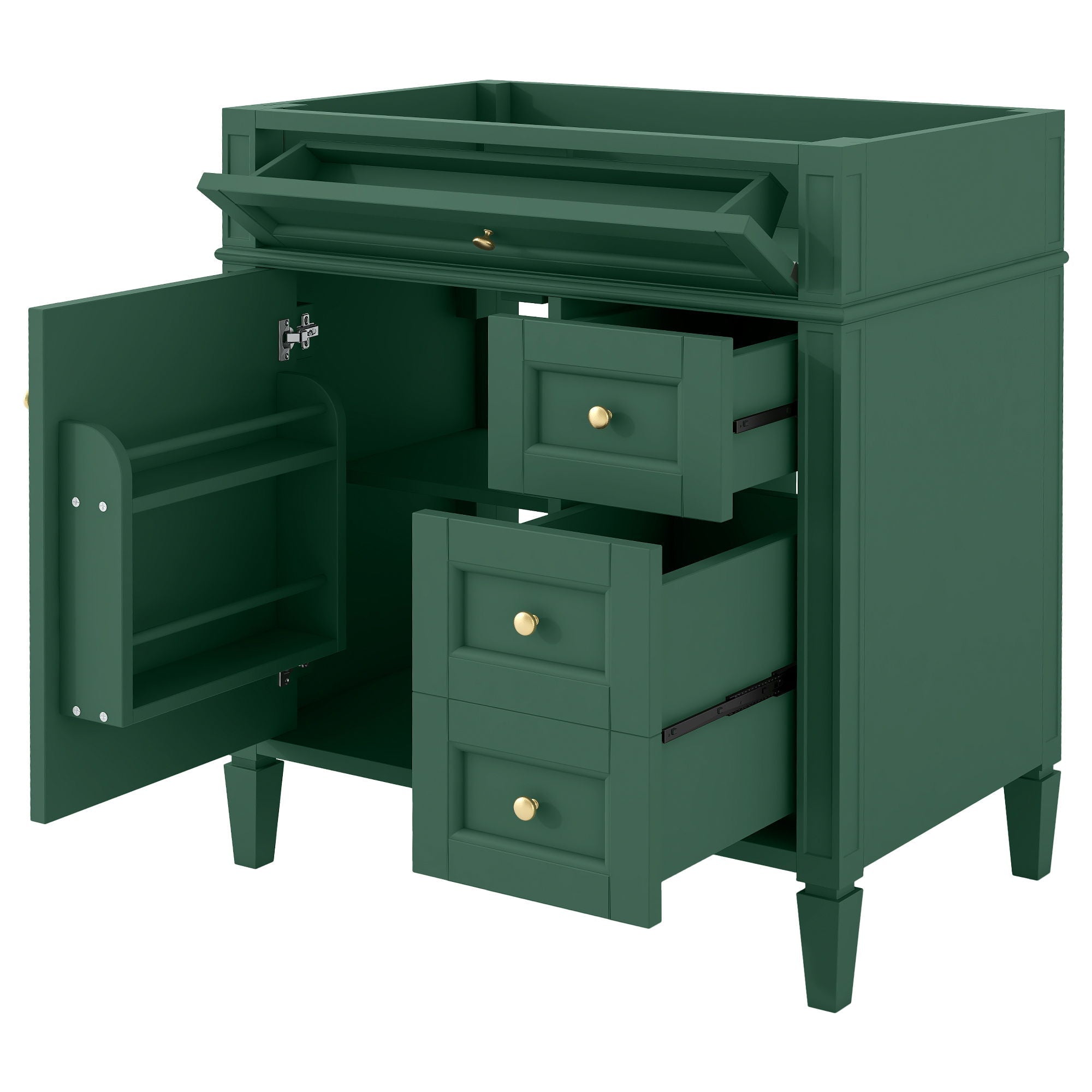 Bathroom Vanity With 2 Drawers And Tip-Out Drawer, Storage Cabinet