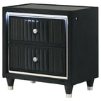 Ravenne 2-drawer Velvet Upholstered LED Nightstand with USB Black