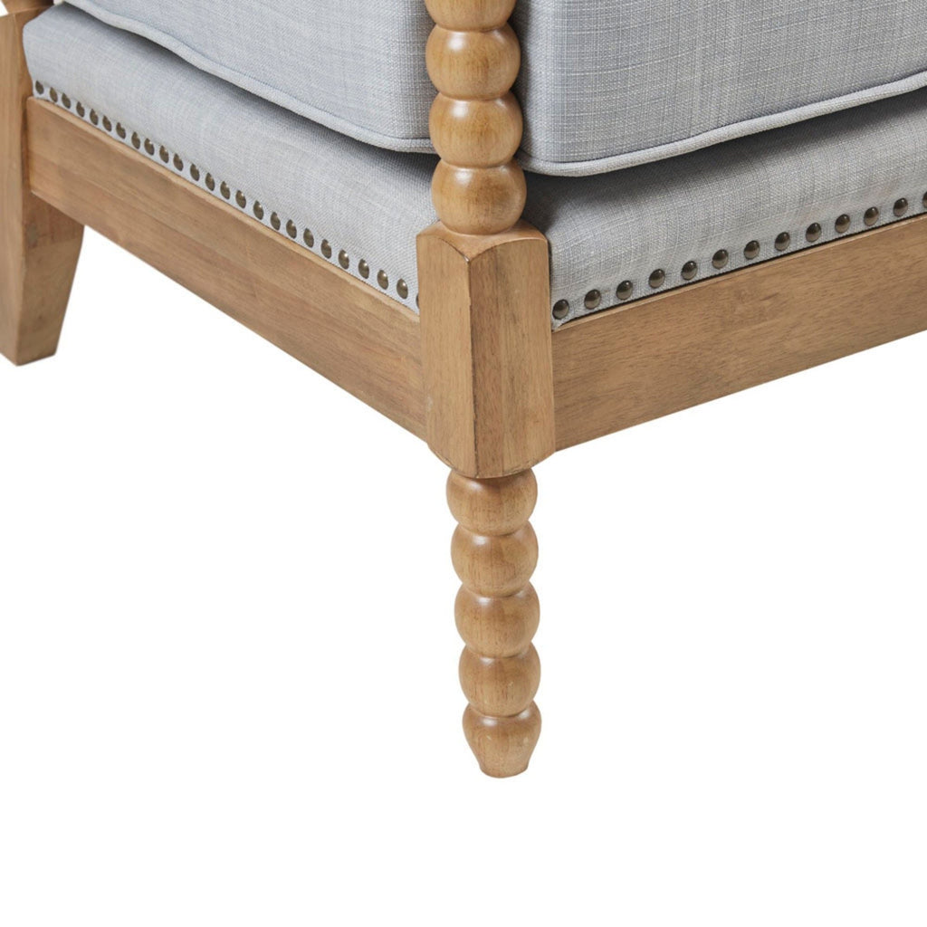 Arm Chair With Open Back Spindle Design, Padded Armrests