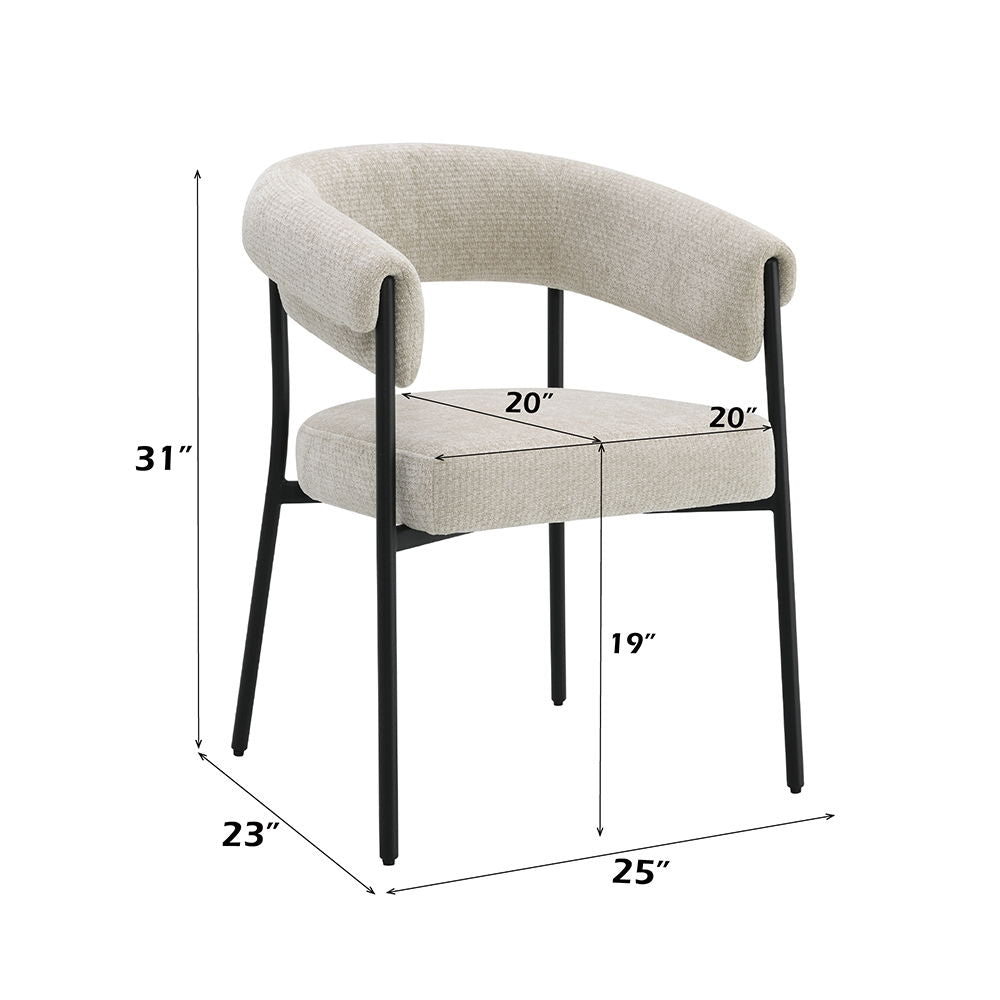 Jirina - Chenille Arm Chair (Set of 2) - Beige & Black