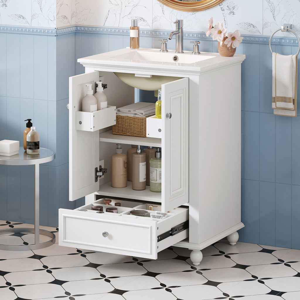 Modern Bathroom Vanity With Sink, Cabinet With Drawer And Dividers, Rectangular Storage Unit