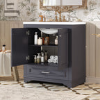 Bathroom Vanity With Sink, Cabinet & 2 Soft Closing Doors & Adjustable Shelf
