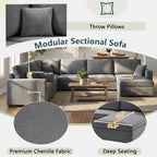 Modular 5 Seat U-Shape Sectional Sofa With Chaise Lounge, Built In Cup Holders And Storage Drawer
