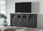 Tyler Creek - Extra Large TV Stand - Black / Gray