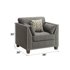 Laurissa - Chair With 3 Pillows - Light Charcoal Linen