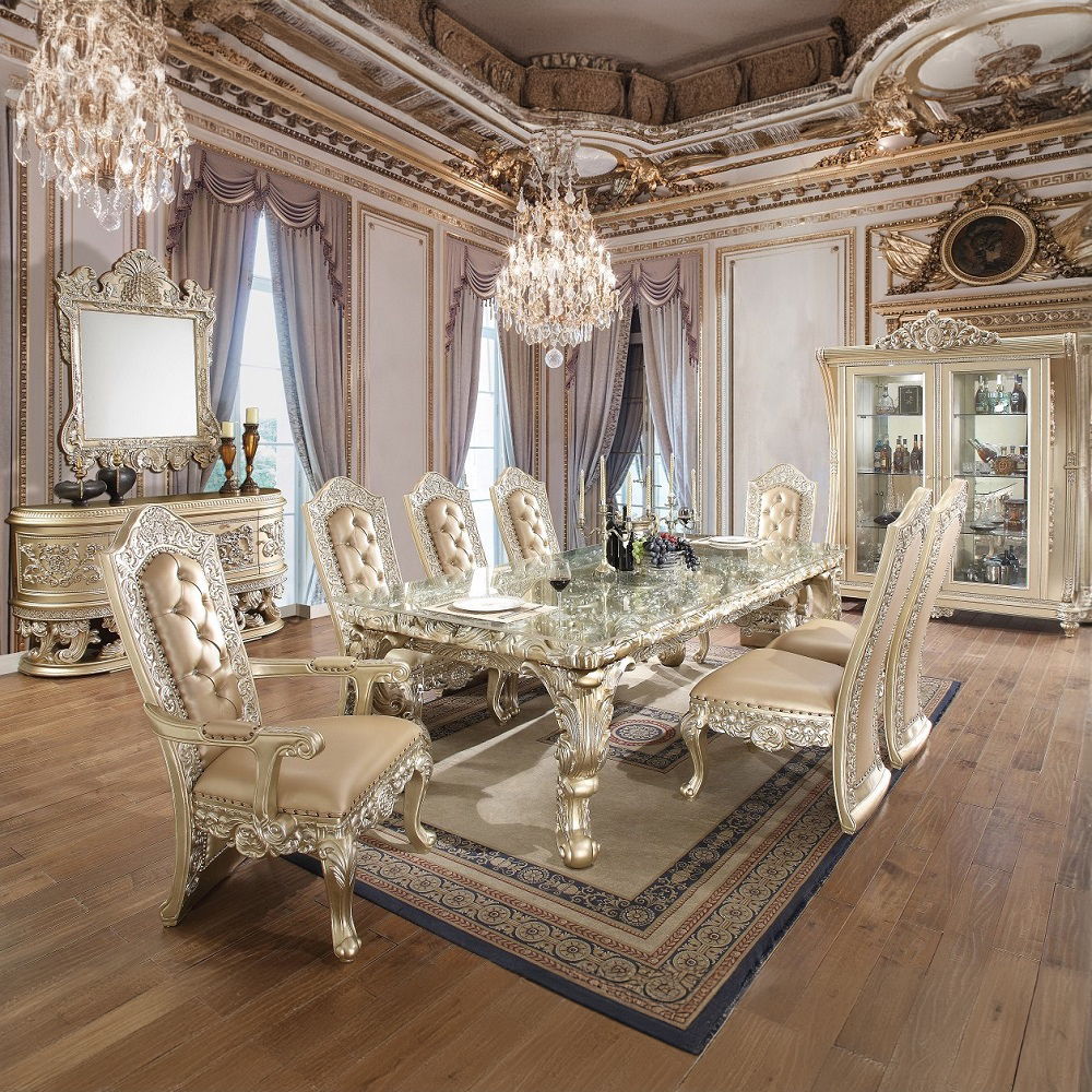 Vatican - Arm Chair (Set of 2) - Synthetic Leather & Champagne Silver