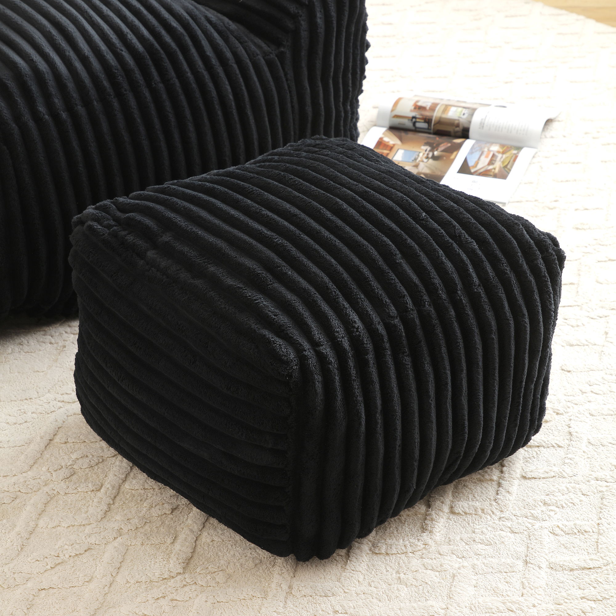 Giant Bean Bag Chair With Armrests And Footstool