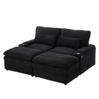 Convertible Loveseat Sofa With Storage, USB Ports, Cup Holders