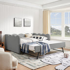 Gingham Daybed With USB Charging Port, Wave-Shaped Design