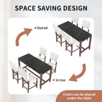 5 Piece Counter Height Dining Set, Bar Table With 4 Upholstered Chairs