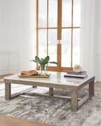 Loyaska - Rectangular Cocktail Table - Brown / Ivory