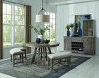 Paxton Place - Curved Bench With Upholstered Seat - Dovetail Gray