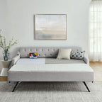 Size Upholstered Daybed With Trundle And USB Charging Armrest