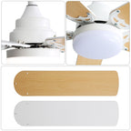 Modern Ceiling Fan With 3 Color Dimmable Light 5 Blades Remote Control Reversible Dc Motor - White