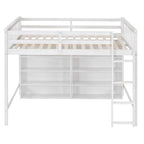 Loft Bed With 8 Open Storage Shelves And Built In Ladder