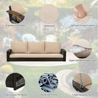 3 Person Large Patio Swing Bench With Cushions For Backyard