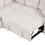 Modern U-Shaped Sectional Sofa Convertible Pull-Out Sofa Bed With USB Ports And Cup Holders