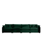 Modern Upholstered 4 Seater Fabric Sofa With Arm And Throw Pillows