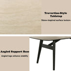 Lark - Dining Table - Travertine / Black