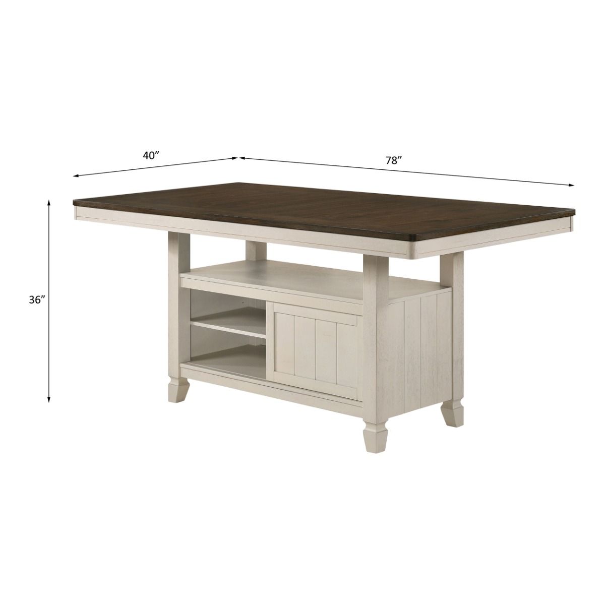 Tasnim - Counter Dining Table - Oak & Antique White