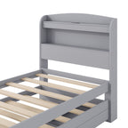 Platform Bed With LED Headboard, Charging Station, Trundle And 2 Drawers