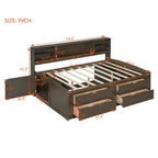 Daybed With 2 Bedside Cabinets, Upper Shelves And 4 Drawers