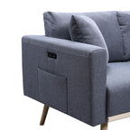 Easton - Fabric Sofa With USB Charging Ports Pockets And Pillows