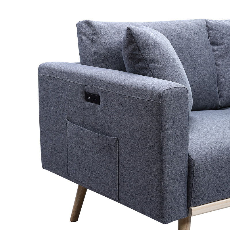 Easton - Fabric Sofa With USB Charging Ports Pockets And Pillows