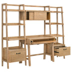 Fabian 4-piece Computer Desk and Bookshelf Set Distressed Light Brown