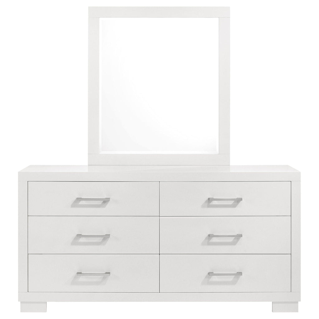 Jessica 6-drawer Dresser with Mirror Snow White