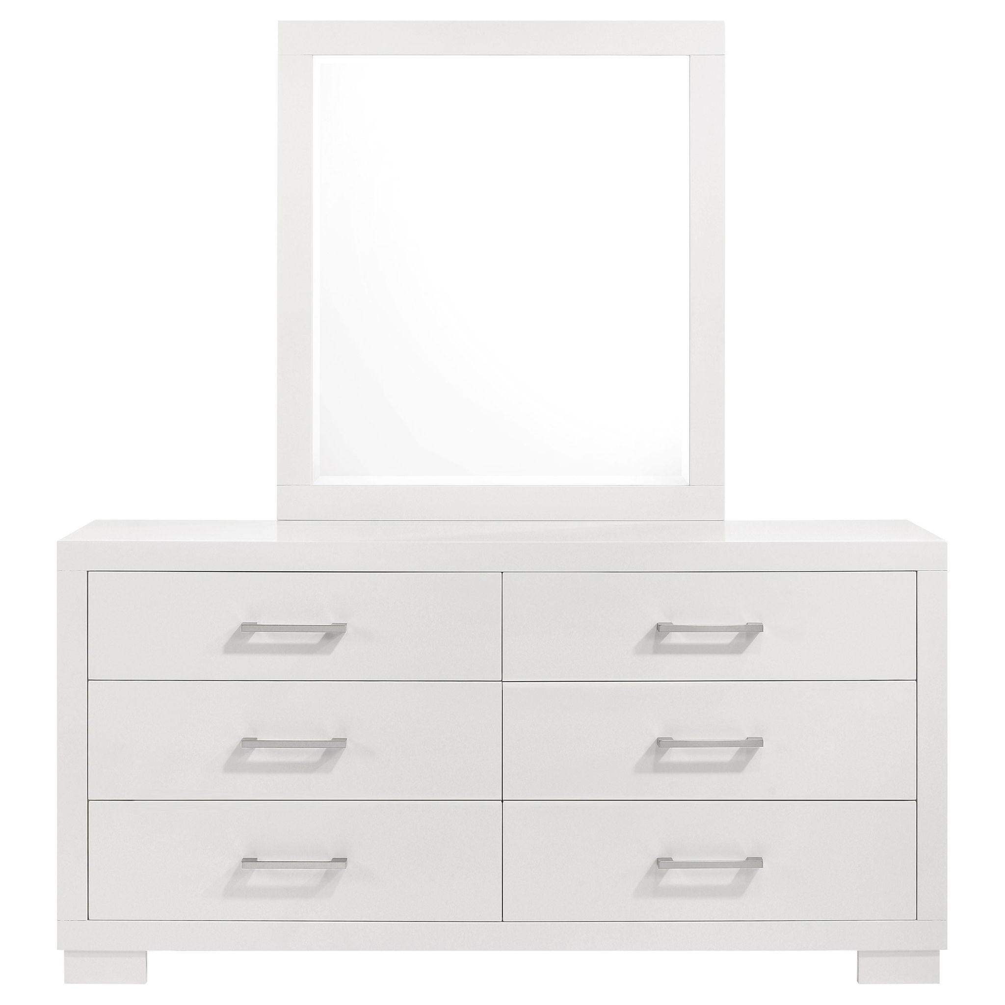Jessica 6-drawer Dresser with Mirror Snow White