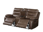 Aashi - Leather Gel Match 3 Piece Recliner Living Room Set - Brown